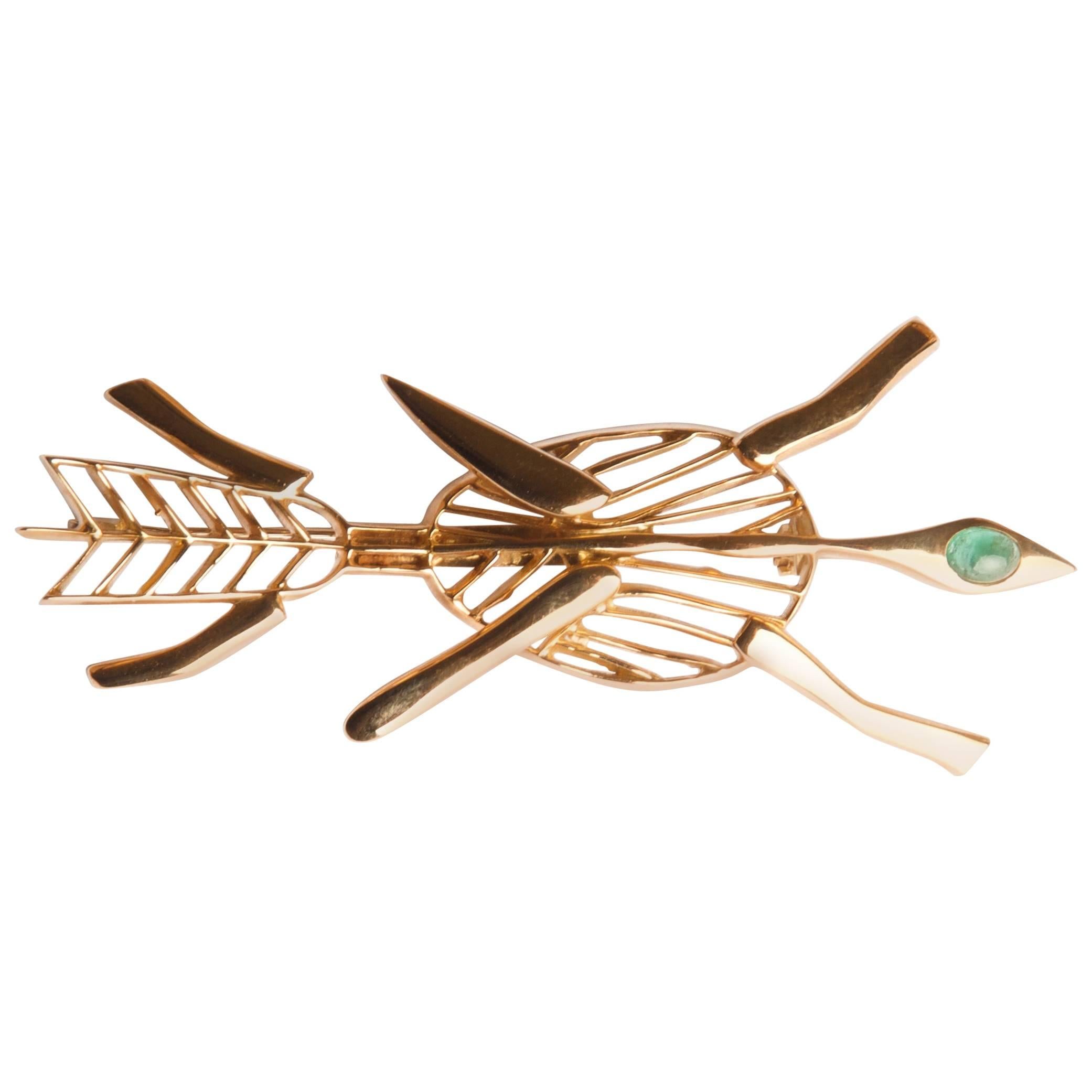 1963 Georges Braque Emerald Gold 'Philocthetes' Brooch