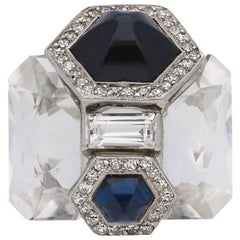 Seaman Schepps Sapphire, Diamond and Rock Crystal Ring, circa 1940