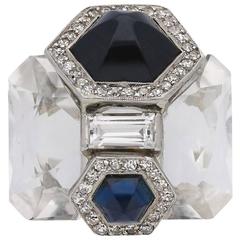 Seaman Schepps Sapphire, Diamond and Rock Crystal Ring, circa 1940 10