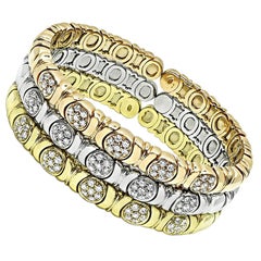 Suite of 3 Yellow Pink and White Gold 3.00ct Diamond Bangle