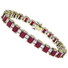 19.00ct Ruby 1.90ct Diamond Two Tone Gold Bracelet
