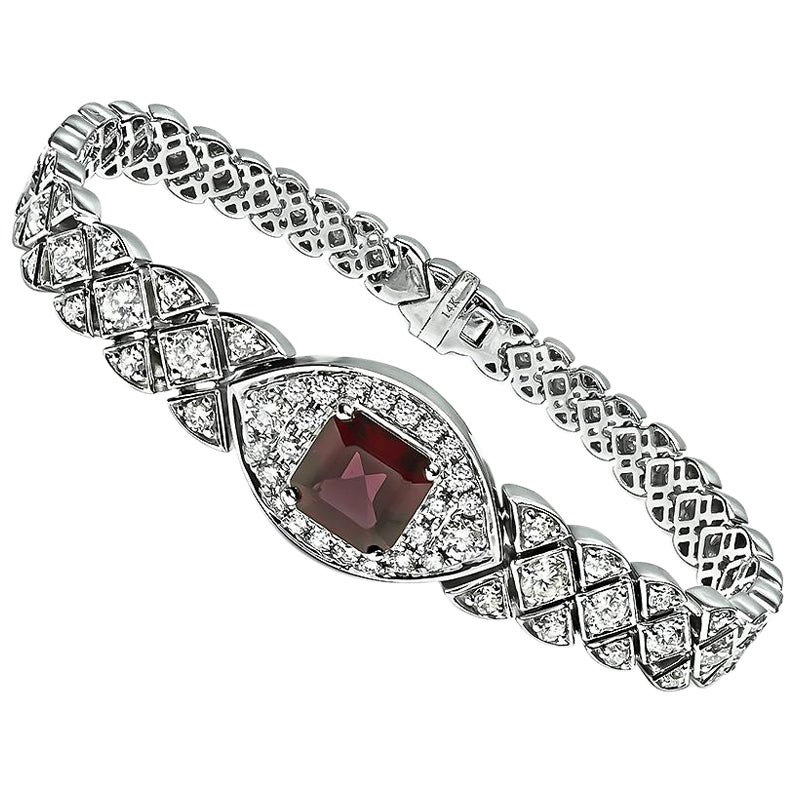 Garnet 4.00ct Diamond Gold Bracelet