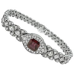Garnet 4.00ct Diamond Gold Bracelet