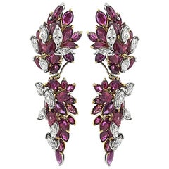 21.00ct Ruby 3.50ct Diamond Day and Night Earrings