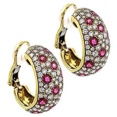 Pendientes de oro con diamante de 4,82 ct y rubí de 3,94 ct