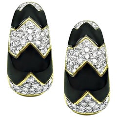 3.00ct Diamond Onyx Gold Earrings