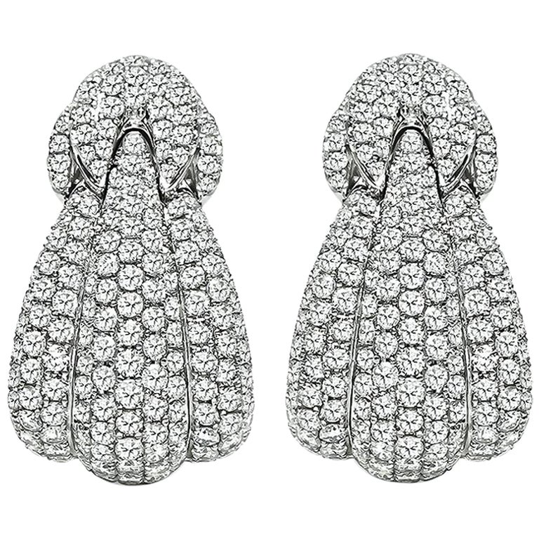 9.39ct Diamond Gold Earrings For Sale