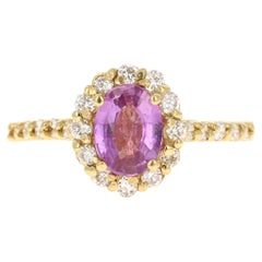 GIA-zertifizierter unbehandelter 1,63 Karat rosa Saphir-Diamant-Ring aus 18 Karat Gelbgold