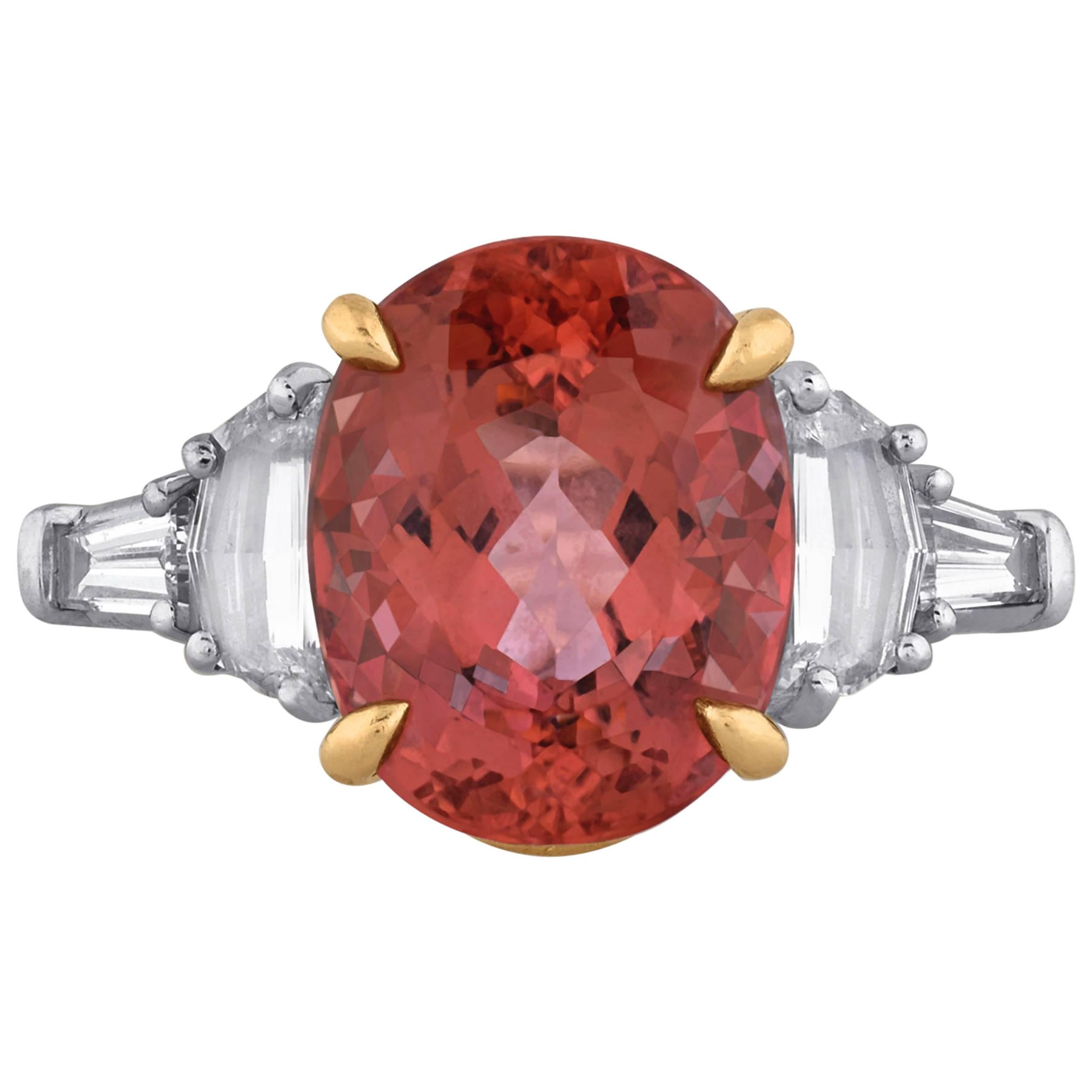Pinkish-Orange Topaz and Diamond Ring by Tiffany & Co.
