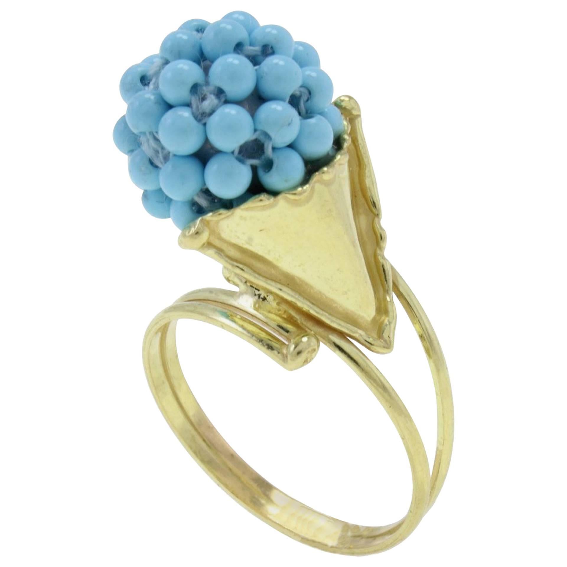  Stones 18 kt Gold Cluster Ring For Sale