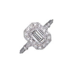 Verlobungsring mit Diamanten im Smaragdschliff (GIA ca. 0,5 Karat), Platin