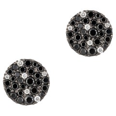 NWT $3, 525 18KT Fancy Glittering Black Diamond White Diamond Stud Earrings (Boucles d'oreilles diamant noir et blanc)