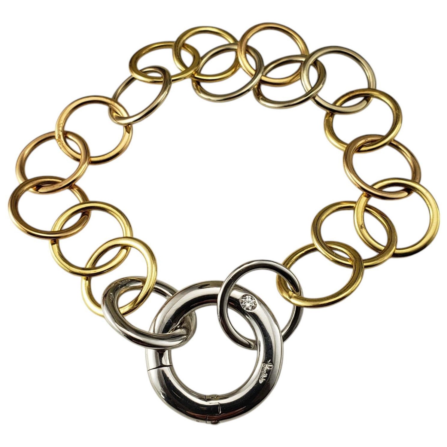 Pomellato 18K Tricolor Gold and Diamond Link Lucciole Link Bracelet #20666