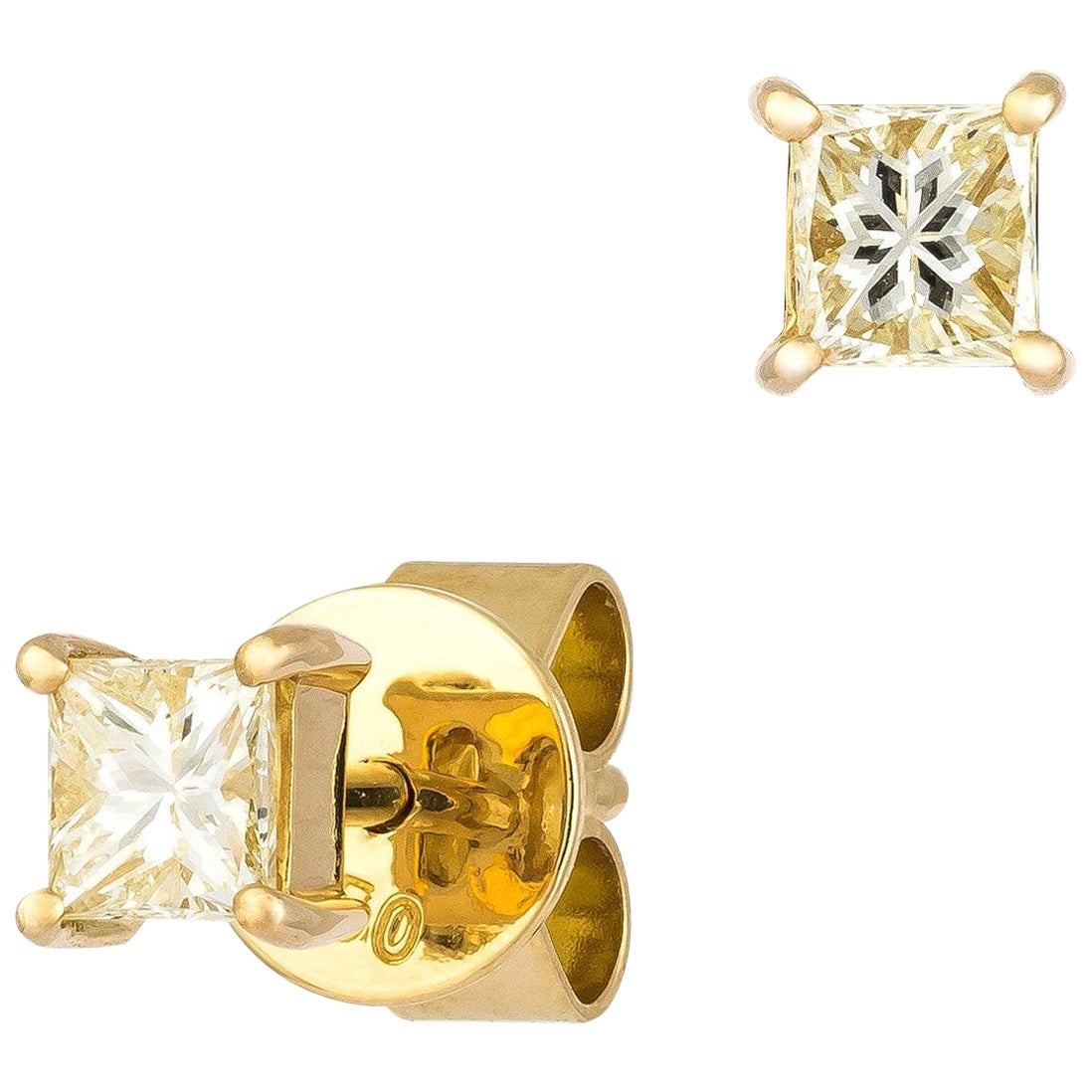 NWT $2, 500 18KT Large Fancy Glittering Yellow Diamond Stud Earrings
