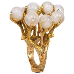 Moonstone, Sapphire and Gold Cocktail Ring 1