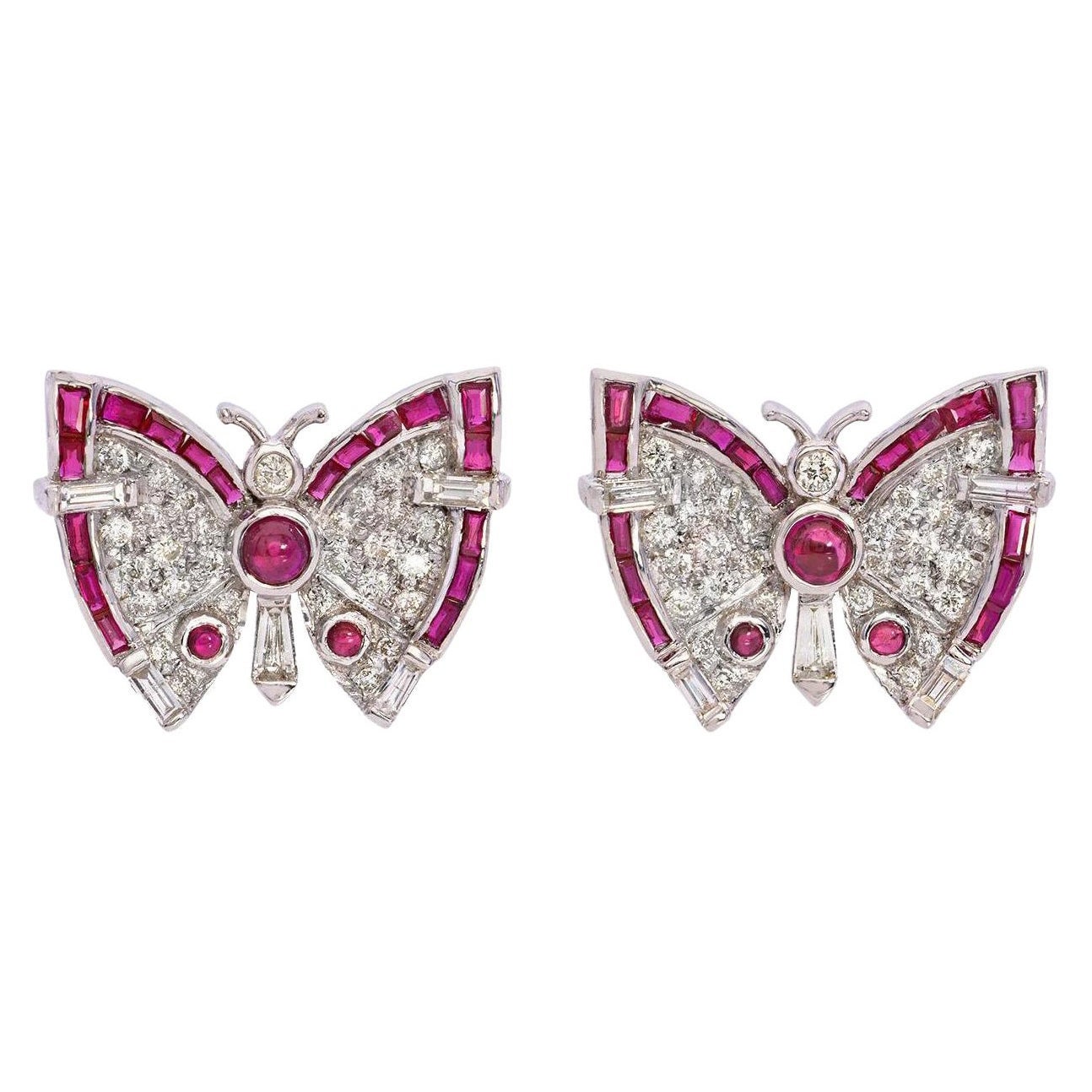 1.65 Carat Diamond Butterfly Stud Earrings in 14K Gold