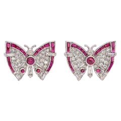 1.65 Carat Diamond Butterfly Stud Earrings in 14K Gold
