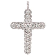 9.26 Carat Diamond Cross Pendant in 18K Gold