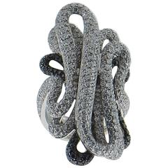 Palmiero White and Black Diamond 18 Karat White Gold Ring 9