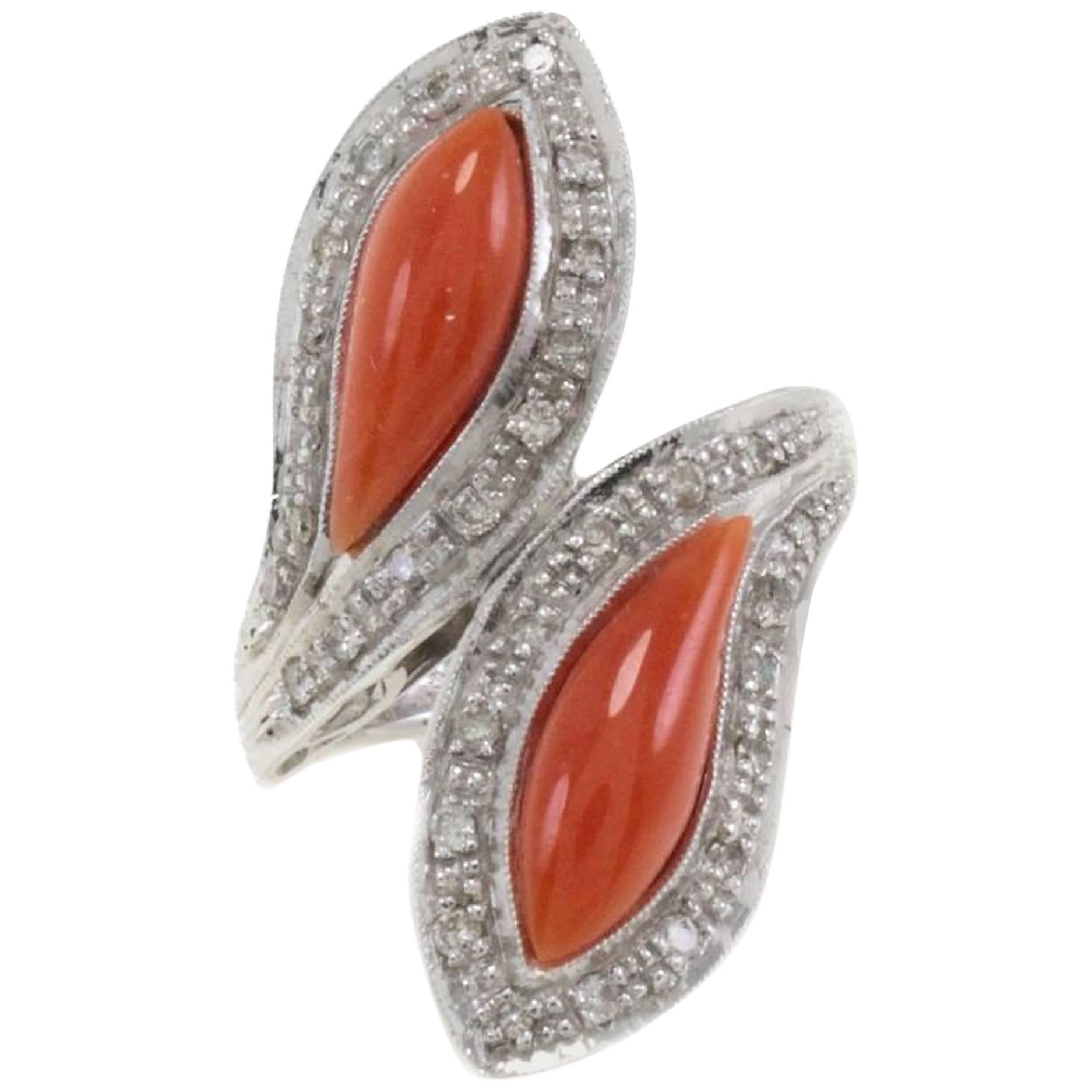  White Diamonds Coral Fashion Gold Ring