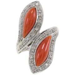 Luise White Diamonds Coral Fashion Ring 12