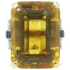 Citrine, Sapphire and Diamond Ring