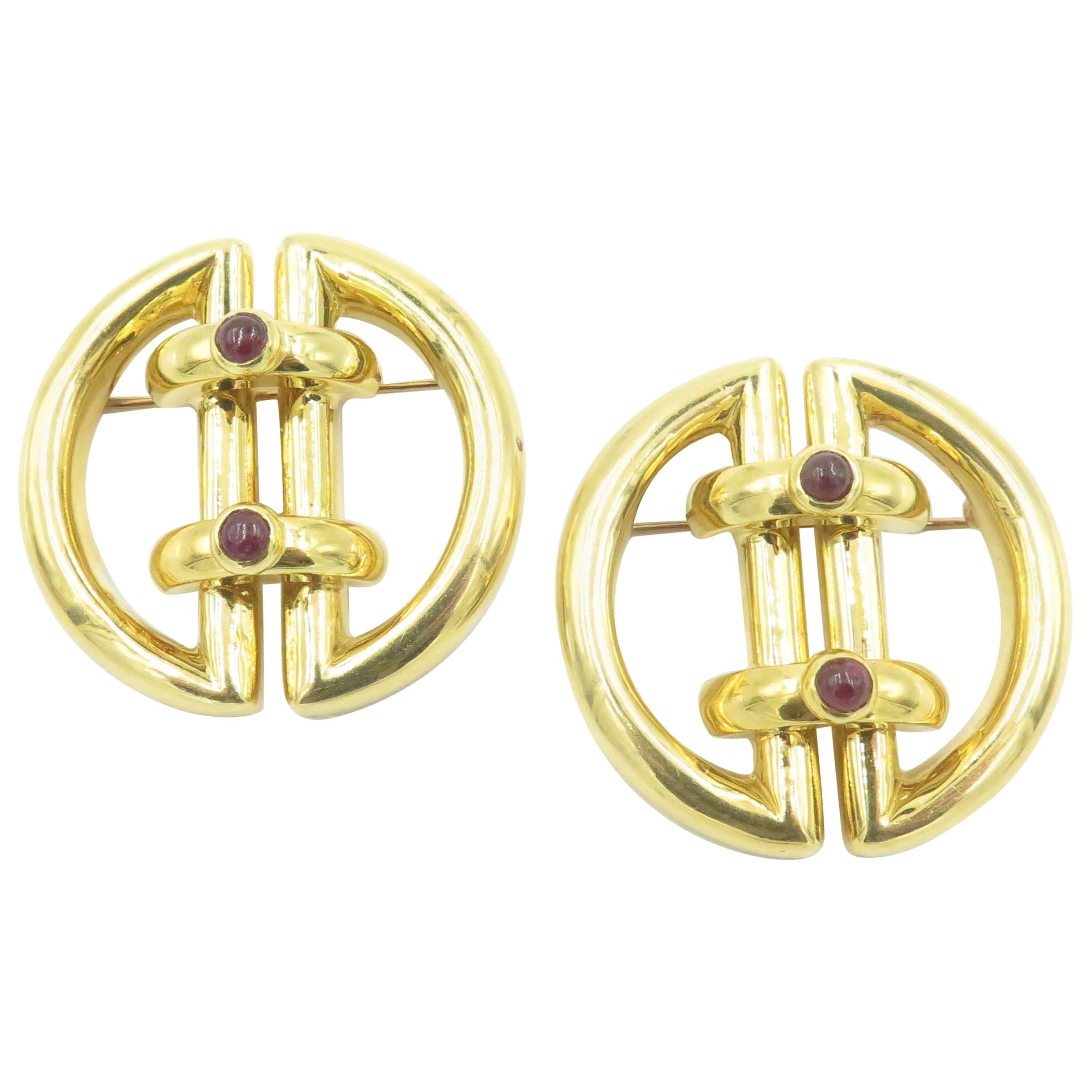 Tiffany & Co., Ruby and Gold Clip Brooches