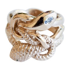 Sapphire Victorian Style Double Snake Ring Emerald Ruby