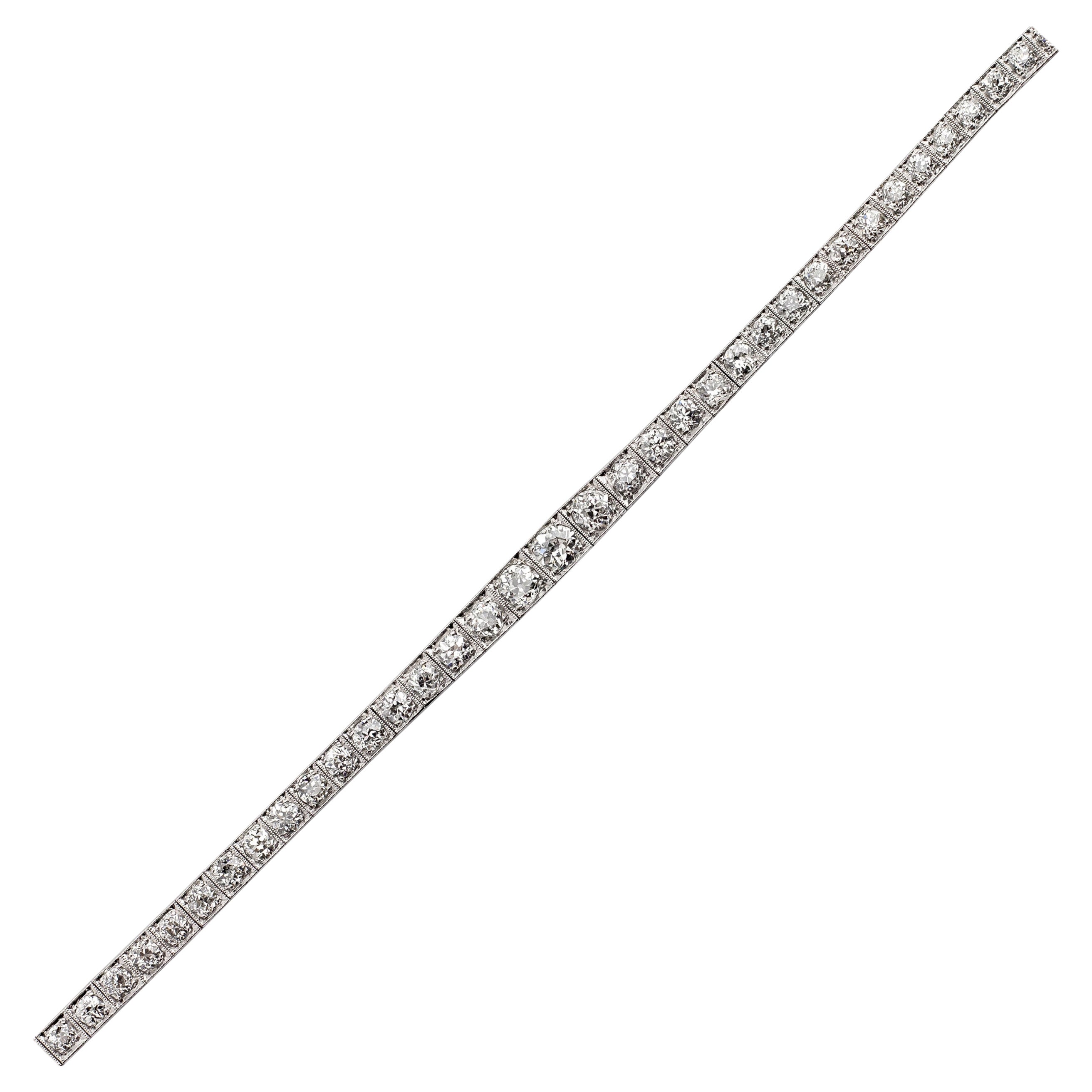 Bracelet de tennis en diamants anciens taillés en Europe en vente