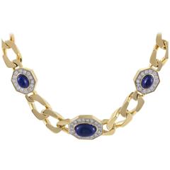 Diamond and Lapis Lazuli Yellow and White Gold Choker Necklace 8