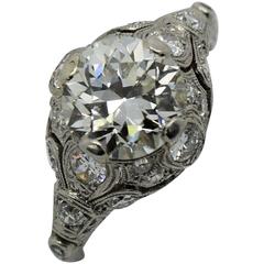 Antique Art Deco Platinum Diamond Engagement Ring