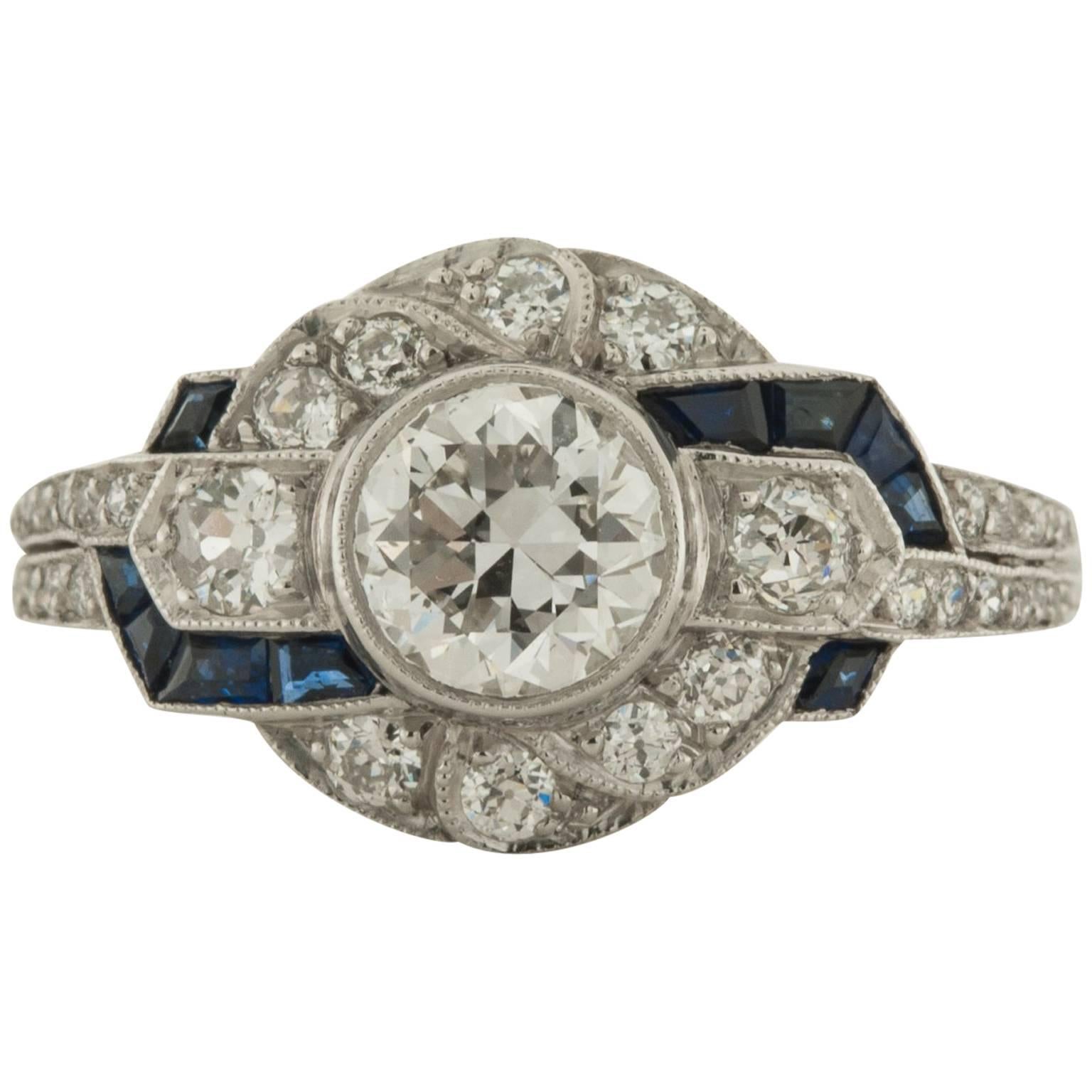 .82 Carat Diamond and Sapphire Ring