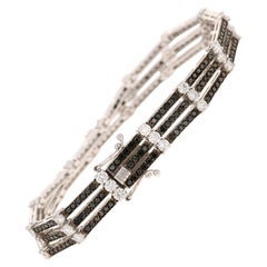 Pulsera de oro blanco de 14 quilates con diamante negro de 6,83 quilates