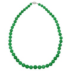 18K White Gold Jadeite Bead Necklace
