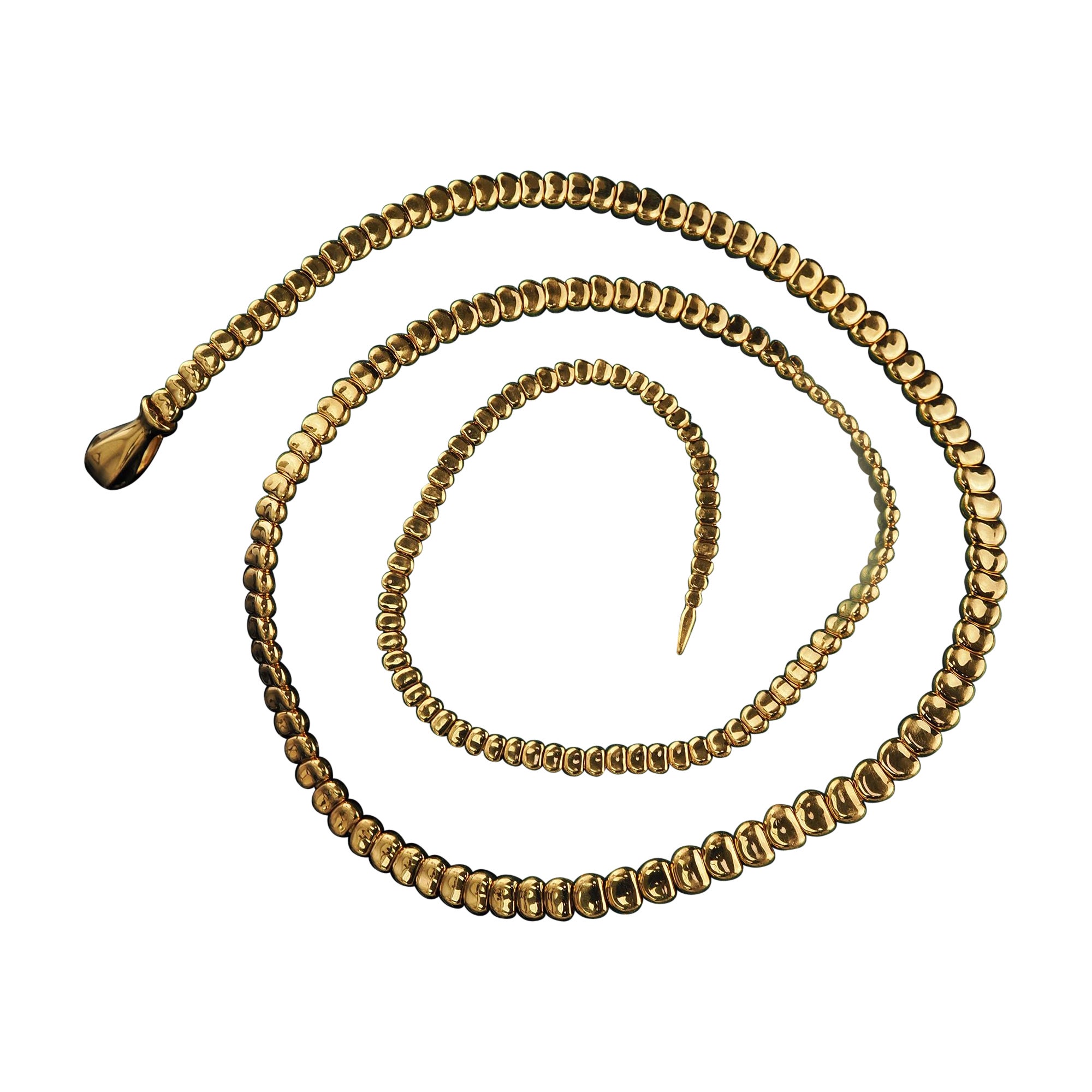 Estate Tiffany and Co Elsa Peretti 18K Yellow Gold Snake Necklace - 27.5 inches