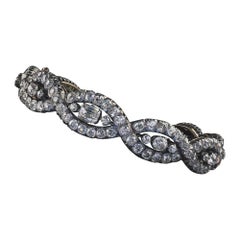 Bracelet jonc d'éternité victorien ancien en or jaune 18 carats, argent et diamants taille vieille mine