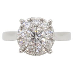 14 Karat Weißgold Diamant-Halo-Ring mit 1,02 Karat Diamanten