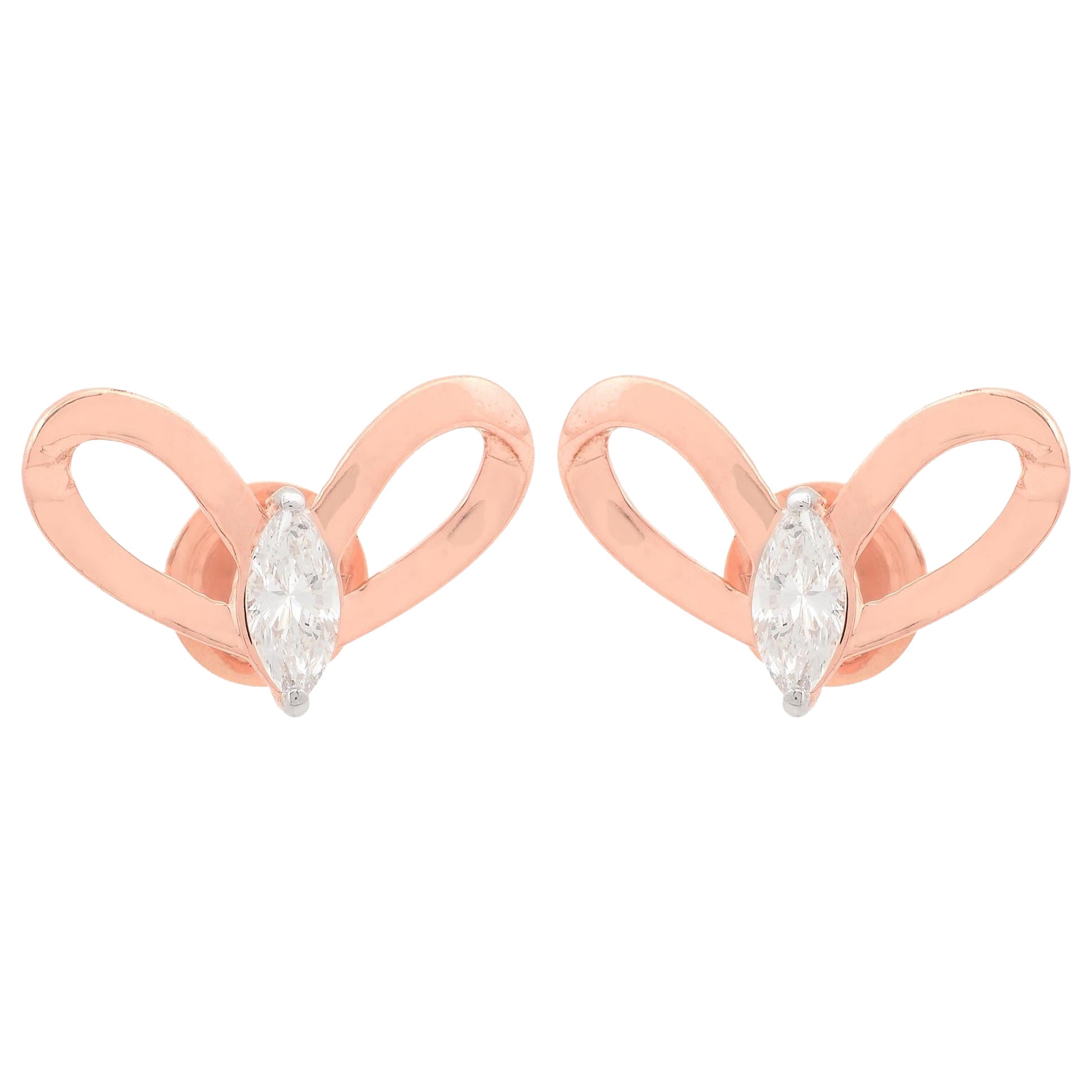 0.51 Carat SI/HI Marquise Diamond Butterfly Stud Earrings 18 Karat Rose Gold