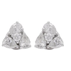 1,39 Karat SI Reinheit HI Farbe Birnenförmige runde Diamant-Ohrstecker 18k Weißgold