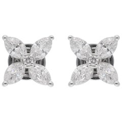 1,6 Karat SI Reinheit HI Farbe Marquise Diamant-Ohrstecker 18 Karat Weißgold