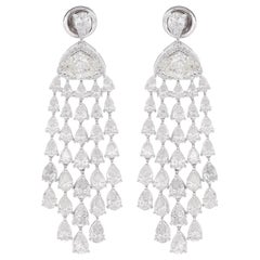 8.62 Carat SI/H Pear Marquise Diamond Chandelier Earrings 18 Karat White Gold