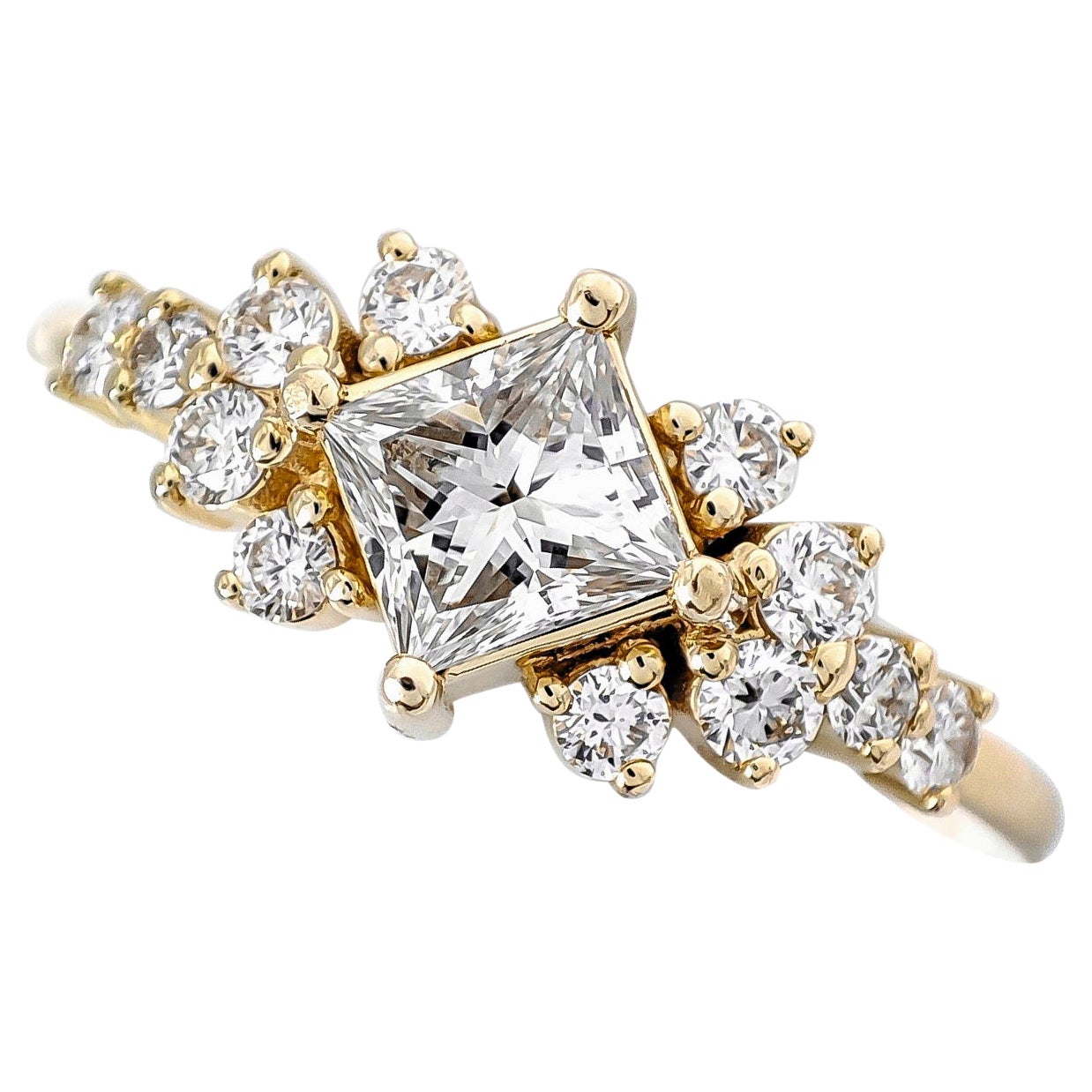 Vintage 0.70 CTW Princess Cut Diamond Ring IGI Certified 14K Yellow Gold