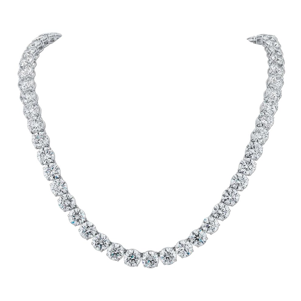 60-Carat Diamond Tennis Necklace  0.70 Carat Each  D-E-F Color  VS Clarity