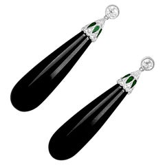 0.80ct Old European Cut Diamant & Onyx Ohrringe, Platin