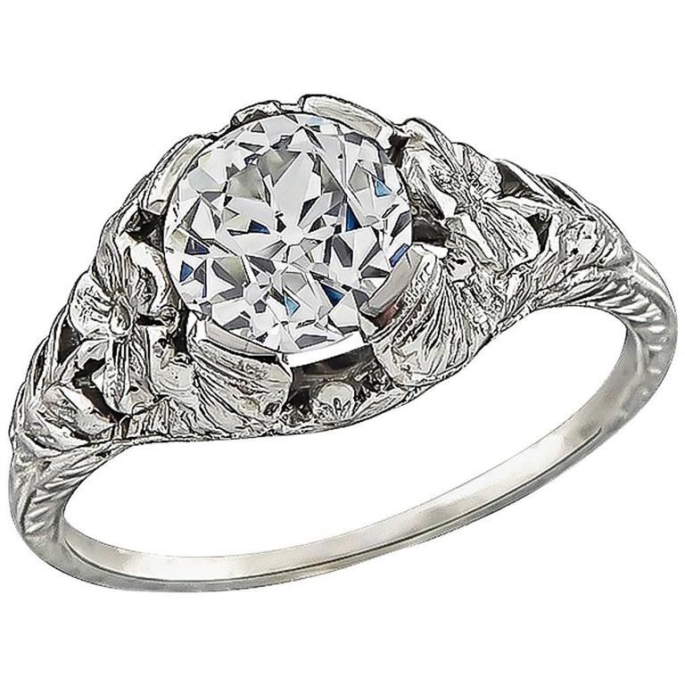 Edwardian GIA 1.19 Carat Diamond Engagement Ring For Sale at 1stDibs