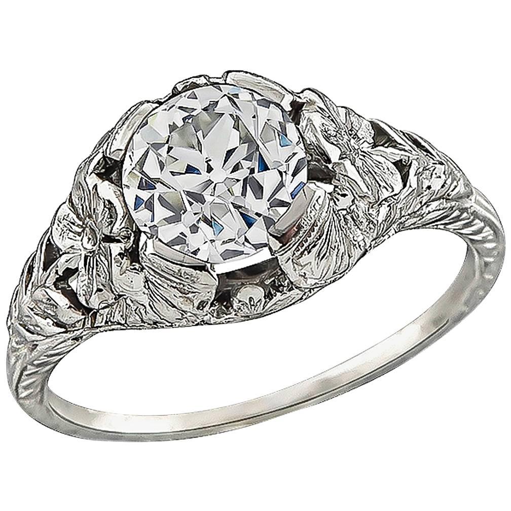 Edwardian GIA 1.19 Carat Diamond Engagement Ring For Sale