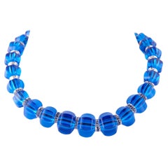 Baccarat Sherazade 18K White Gold Sapphire and Blue Crystal Collar Necklace