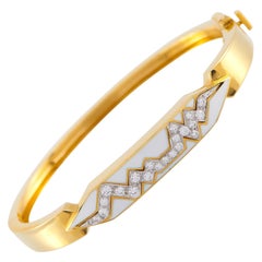 David Webb 18K Yellow Gold 0.26ct Diamond and Enamel Bracelet
