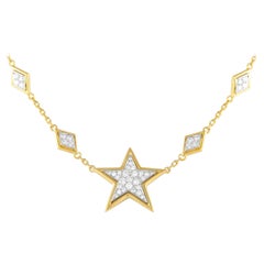 David Webb 18K Yellow Gold 2.0ct Diamond Star Necklace