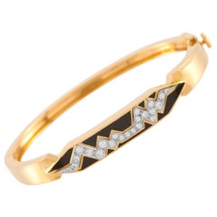 David Webb Bracciale in oro giallo 18 carati con diamanti e smalto da 0,26 carati